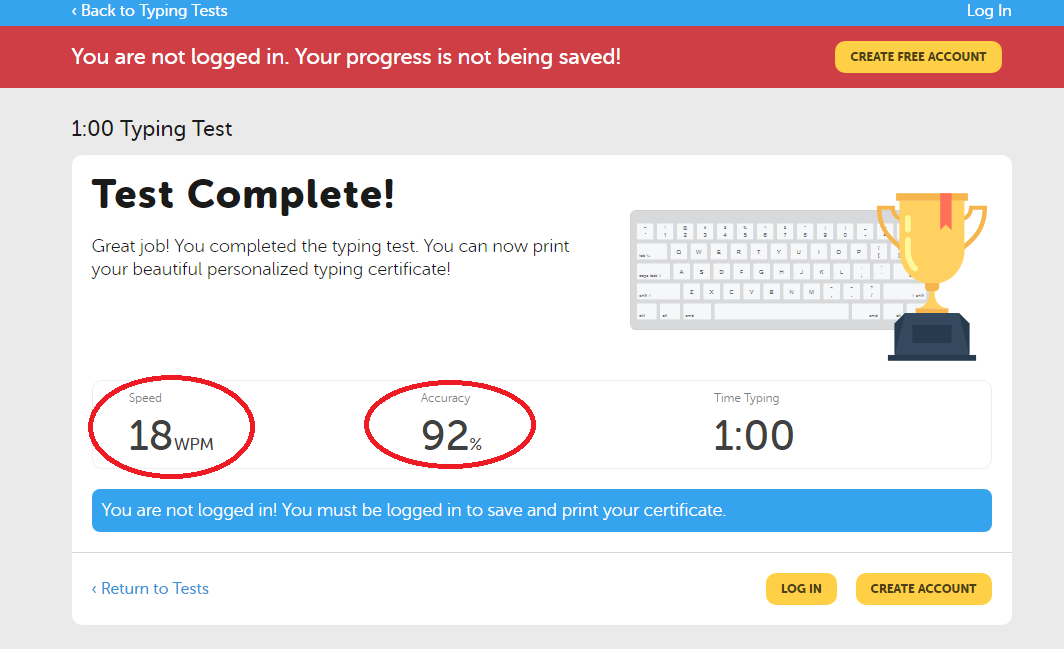 timed typing test wpm